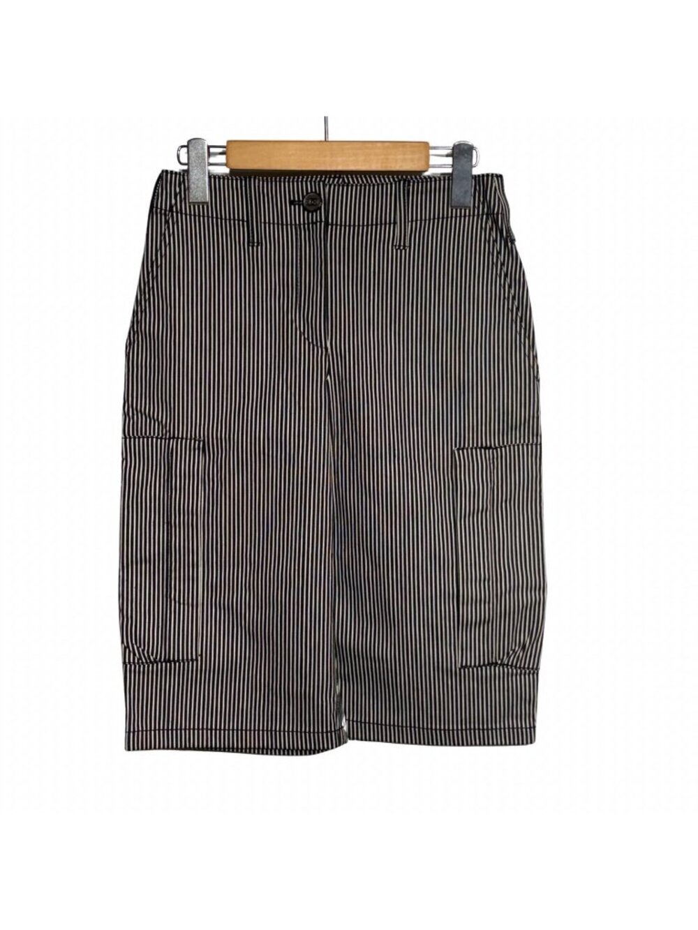Chanel Striped Shorts Black White Cotton Polyurethane 34
